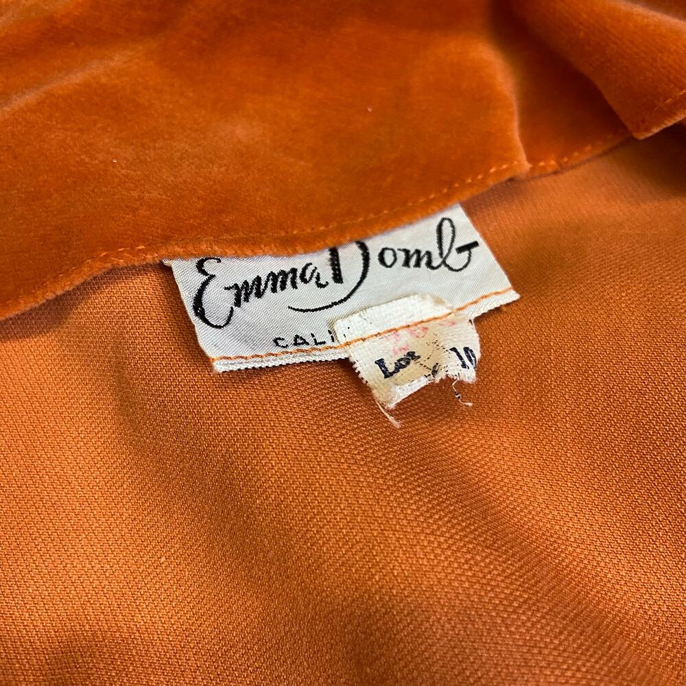 1950s Emma Domb Orange Velvet Swing Dress | Party Dress - Picture 6 of 6